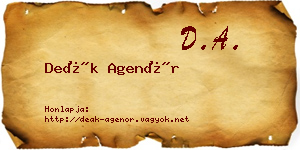 Deák Agenór névjegykártya