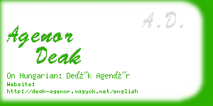 agenor deak business card